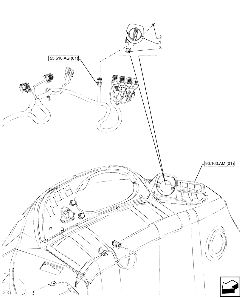 Схема запчастей Case 580N EP - (55.525.AB) - THROTTLE, POTENTIOMETER (55) - ELECTRICAL SYSTEMS
