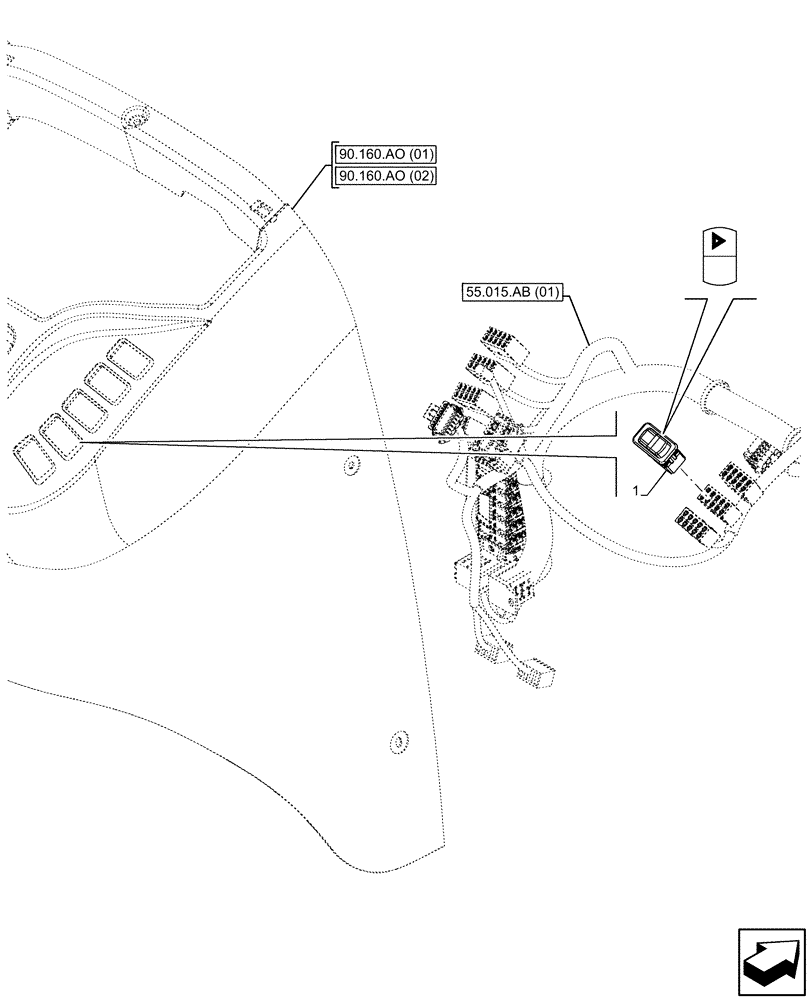 Схема запчастей Case 580N EP - (55.405.CF) - HAZARD LIGHT SWITCH (55) - ELECTRICAL SYSTEMS