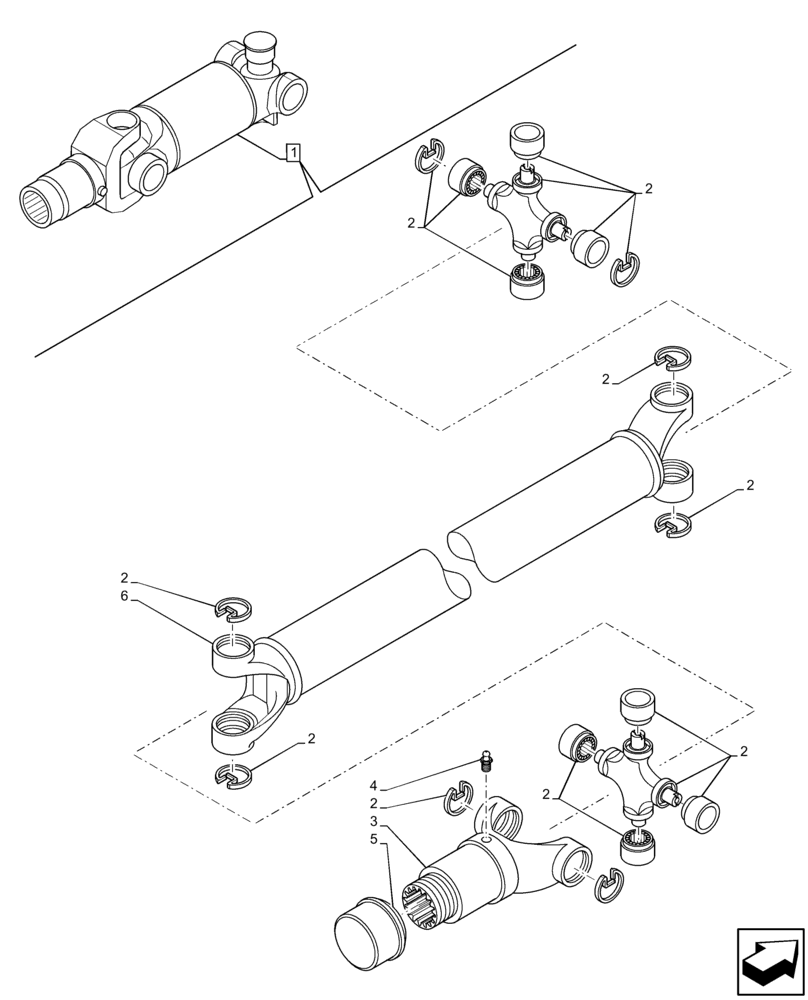 Схема запчастей Case 580SN - (23.314.AI[02]) - REAR AXLE, HALF SHAFT, COMPONENTS (23) - FOUR WHEEL DRIVE SYSTEM