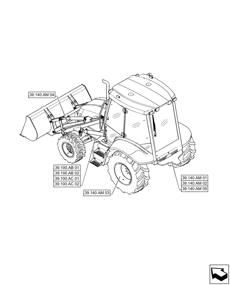 Схема запчастей Case 570N EP - (39.000.00) - SECTION INDEX - FRAMES AND BALLASTING (39) - FRAMES AND BALLASTING