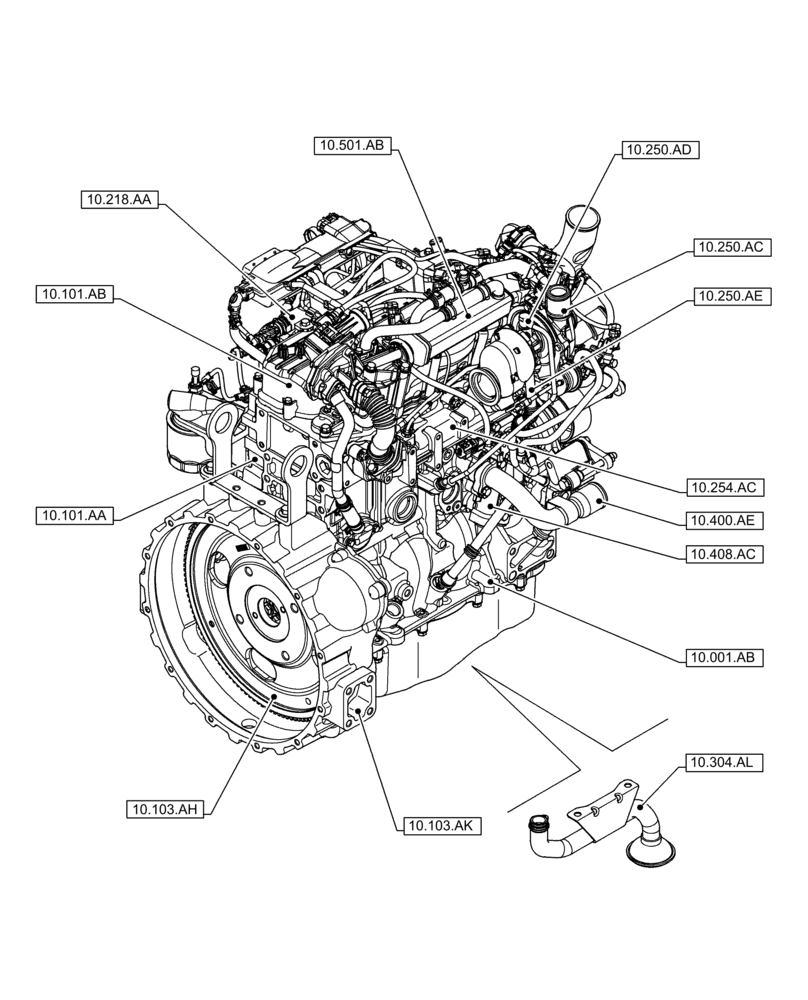 Схема запчастей Case F5BFL413A C001 - (10.000.00[02]) - SECTION INDEX - ENGINE (10) - ENGINE