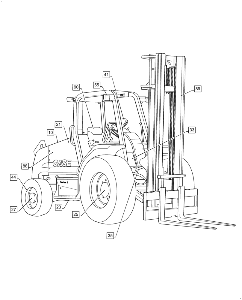 Схема запчастей Case 588H - (00.000.00) - MAIN, PICTORIAL INDEX - MAIN SECTIONS , 2WD (00) - GENERAL & PICTORIAL INDEX