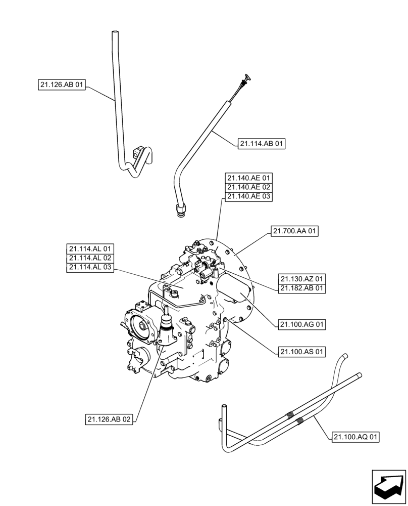 Схема запчастей Case 586H - (21.000.00) - SECTION INDEX - TRANSMISSION, 2WD (21) - TRANSMISSION