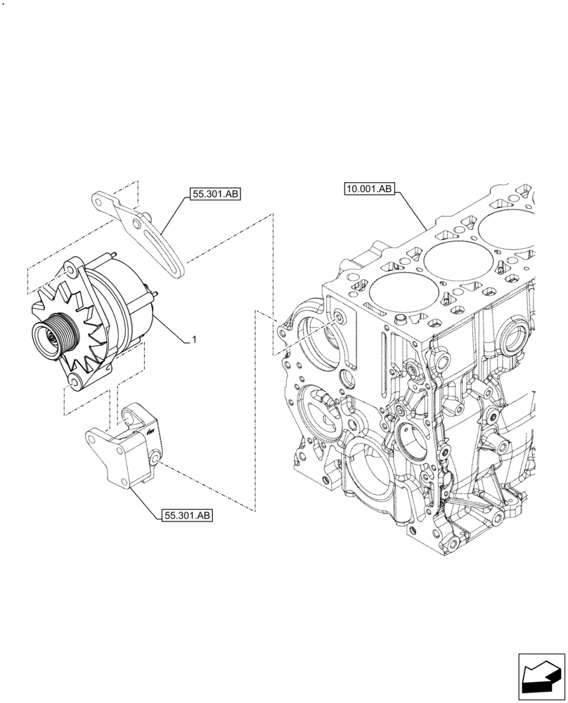 Схема запчастей Case F5BFL413A C001 - (55.301.AA[01]) - ALTERNATOR (55) - ELECTRICAL SYSTEMS
