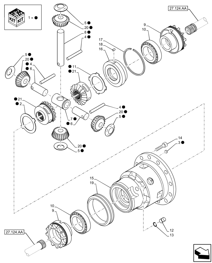 Схема запчастей Case 590SN - (27.106.AC) - REAR AXLE, DIFFERENTIAL (27) - REAR AXLE SYSTEM