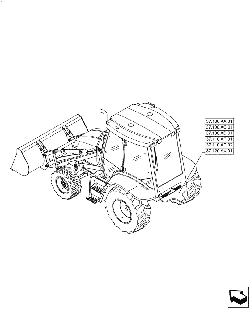 Схема запчастей Case 570N EP - (37.000.00) - SECTION INDEX - HITCHES, DRAWBARS AND IMPLEMENT COUPLINGS (37) - HITCHES, DRAWBARS & IMPLEMENT COUPLINGS
