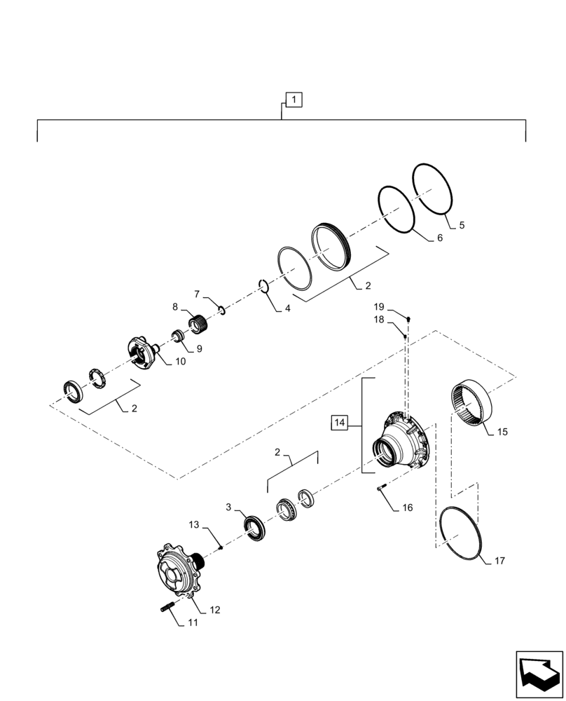 Схема запчастей Case 586H - (25.102.AP[01]) - DRIVE AXLE, FINAL DRIVE, PLANETARY GEAR (25) - FRONT AXLE SYSTEM
