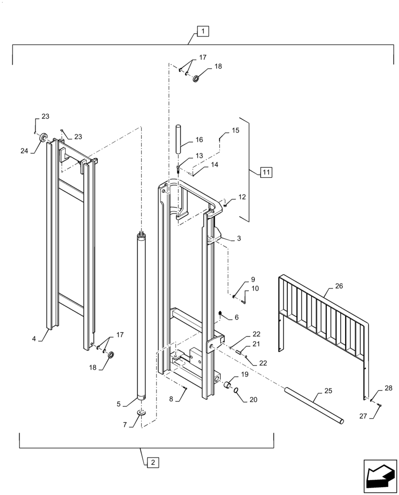 Схема запчастей Case 586H - (89.100.AA[09]) - VAR - 423025, 423036 - MAST ASSEMBLY, 6000 LB, 15 FT, 2-STAGE, 60 IN, HOOK (89) - TOOLS