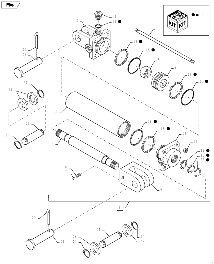 Схема запчастей Case 586H - (35.731.AA[02]) - CYLINDER ASSEMBLY SIDESHIFT (35) - HYDRAULIC SYSTEMS