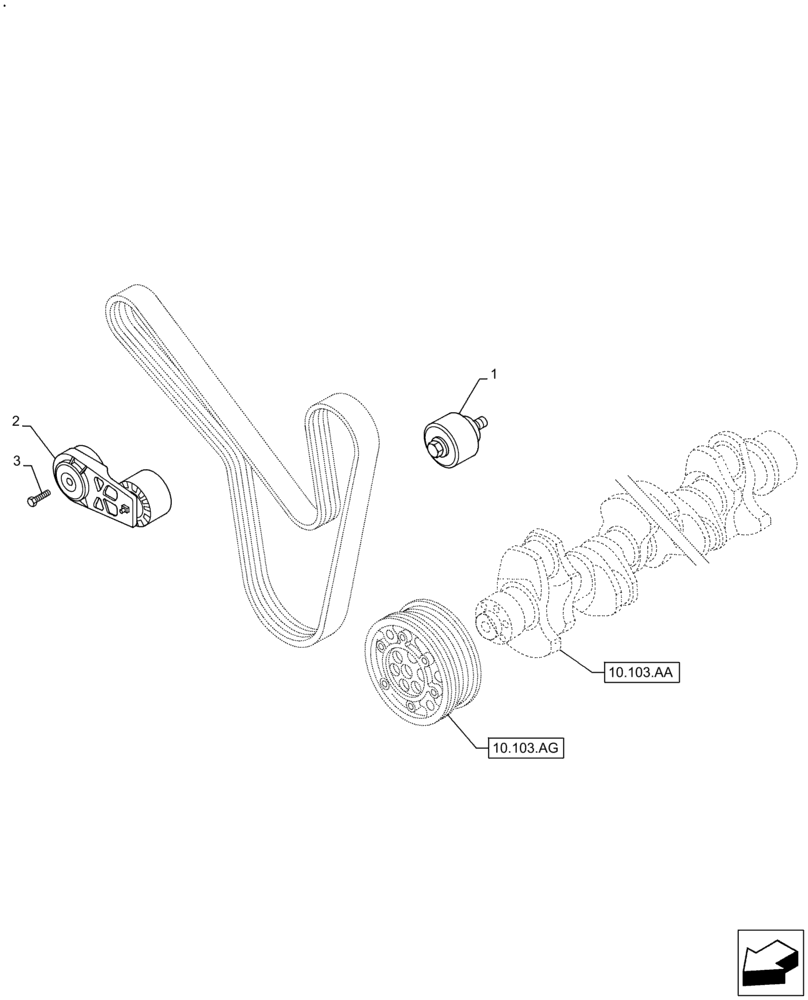 Схема запчастей Case F2CFE614B B006 - (10.414.AE) - BELT TENSIONER (10) - ENGINE