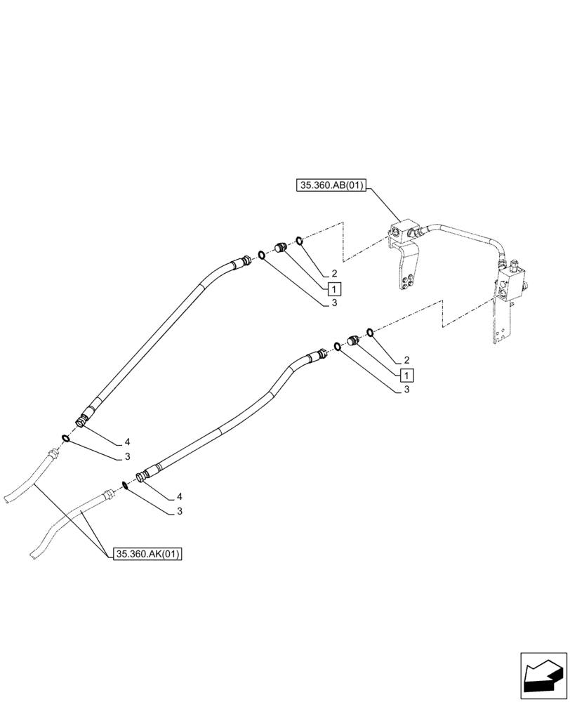 Схема запчастей Case CX250D LC - (35.360.AK[08]) - VAR - 461865 - BOOM, LINE, HAMMER CIRCUIT, W/ ELECTRICAL PROPORTIONAL CONTROL (35) - HYDRAULIC SYSTEMS