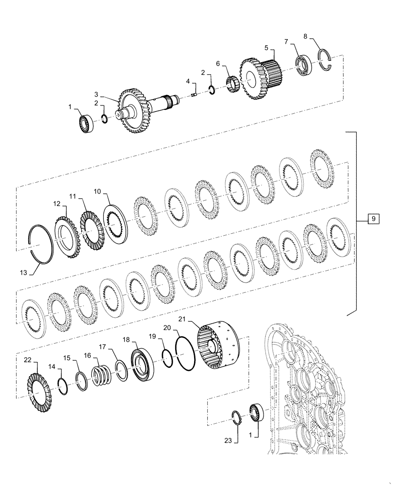 Схема запчастей Case 721F - (21.155.AN[08]) - FORWARD CLUTCH ASSEMBLY (21) - TRANSMISSION