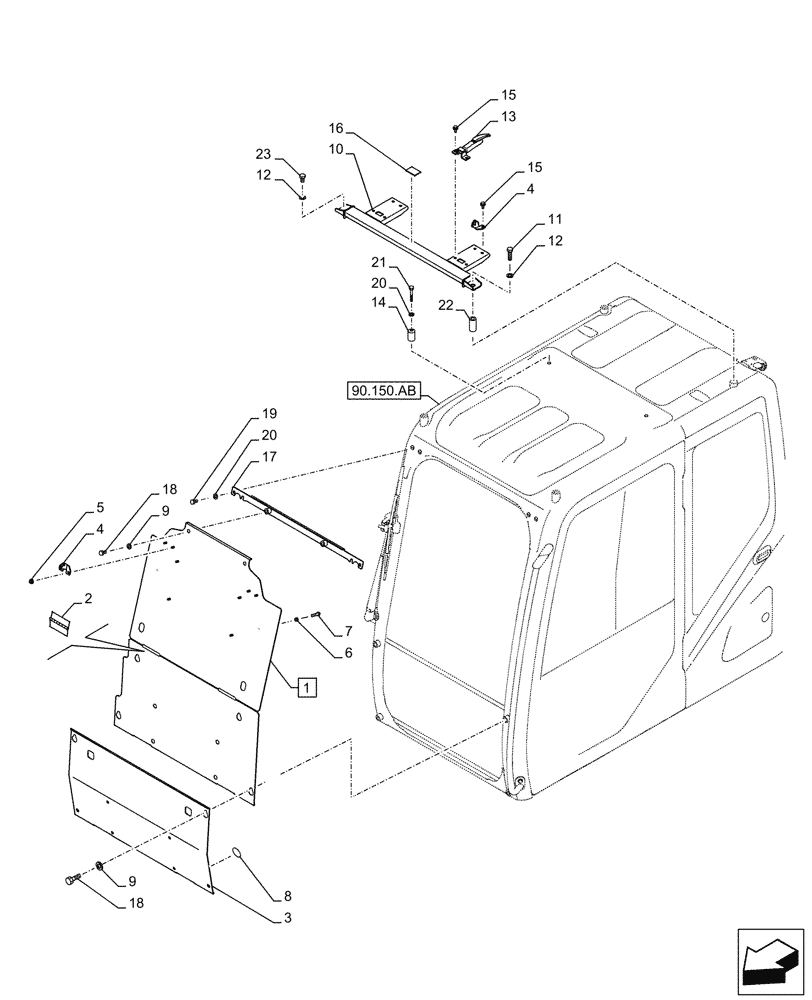 Схема запчастей Case CX300D LC - (90.150.BJ[03]) - VAR - 461552 - CAB GUARD, ANTITHEFT (90) - PLATFORM, CAB, BODYWORK AND DECALS