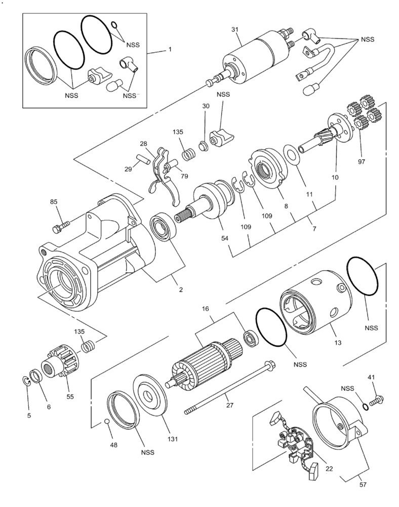 Схема запчастей Case CX210C LR - (55.201.02) - STARTER MOTOR (55) - ELECTRICAL SYSTEMS