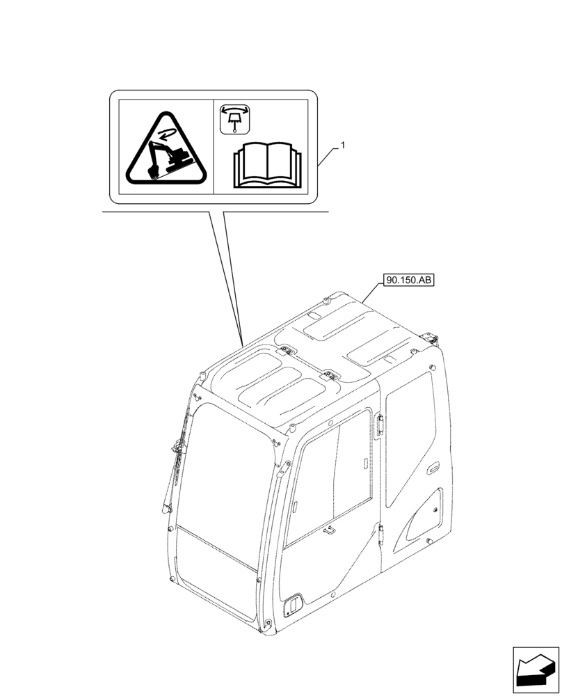 Схема запчастей Case CX300D LC - (90.108.AC[09]) - VAR - 461568 - WARNING DECAL, FREE SWING (90) - PLATFORM, CAB, BODYWORK AND DECALS