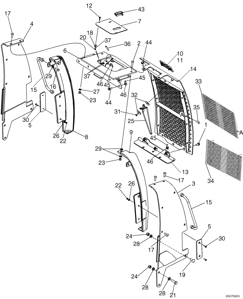 Схема запчастей Case 850L - (09-13) - GUARD, RADIATOR BRUSH SCREEN - GRILLE, HOOD (09) - CHASSIS/ATTACHMENTS