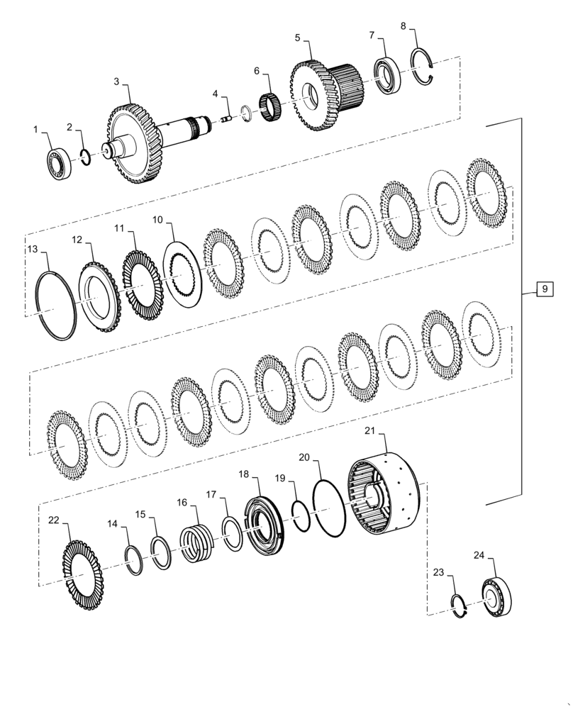 Схема запчастей Case 721F - (21.155.AN[09]) - REVERSE GEAR CLUTCH ASSEMBLY (21) - TRANSMISSION