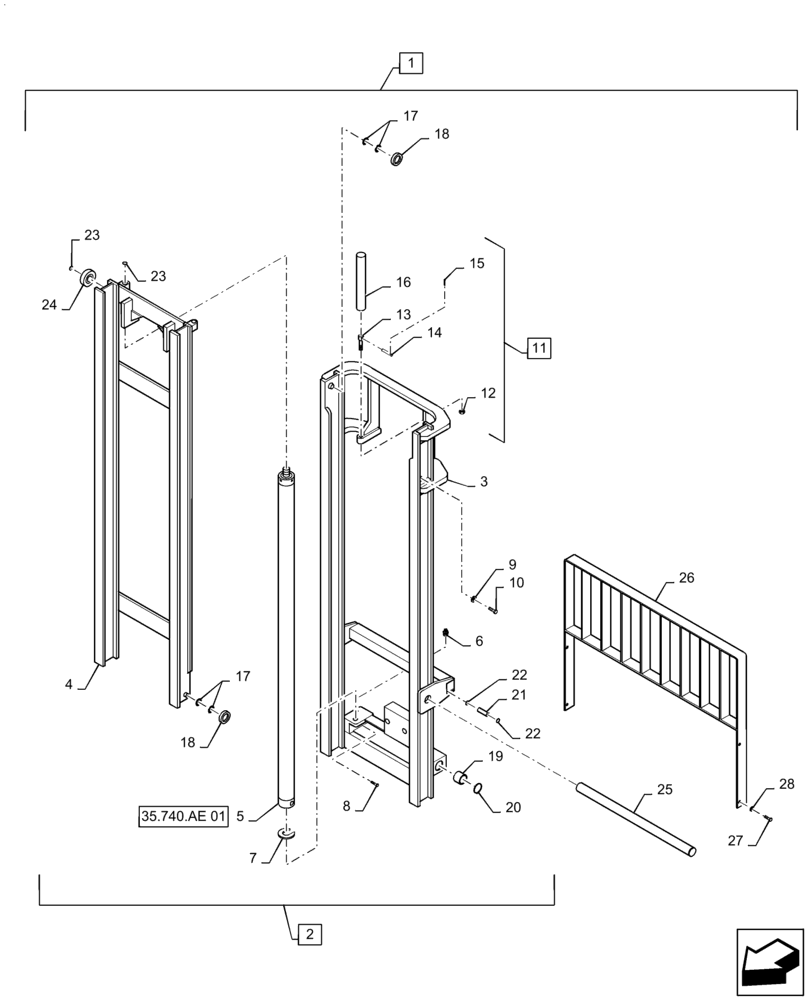 Схема запчастей Case 586H - (89.100.AA[15]) - VAR - 423087, 745102 - MAST ASSEMBLY, 6000 LB, 15 FT, 2-STAGE, 84 IN, HOOK (89) - TOOLS