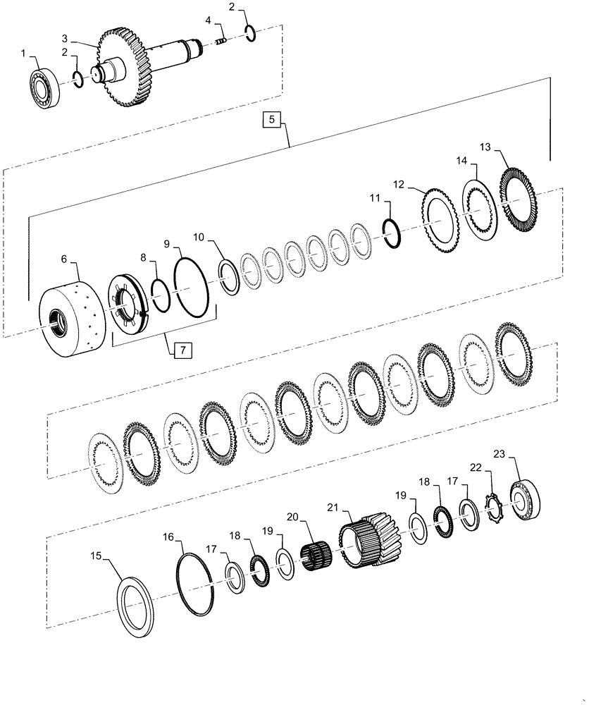 Схема запчастей Case 721F - (21.155.AN[04]) - 1ST GEAR CLUTCH ASSEMBLY (21) - TRANSMISSION