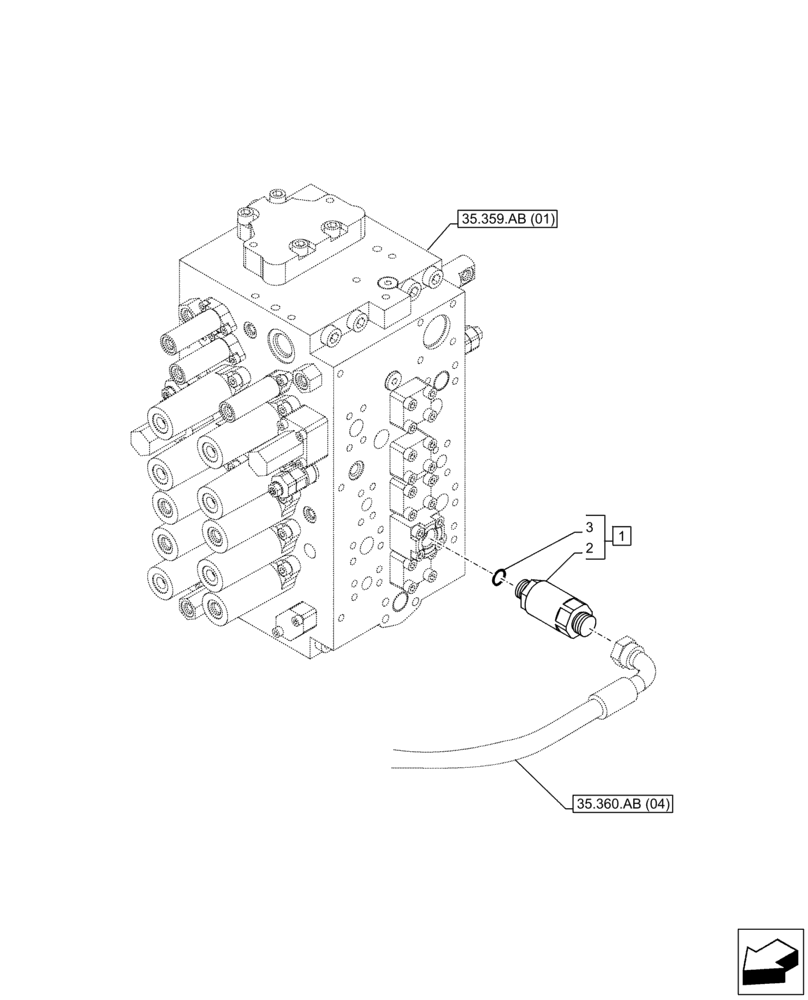 Схема запчастей Case CX250D LC - (35.360.AA[01]) - VAR - 461869 - RELIEF VALVE, HAMMER CIRCUIT, SHEARS, HIGH FLOW, W/ ELECTRICAL PROPORTIONAL CONTROL (35) - HYDRAULIC SYSTEMS