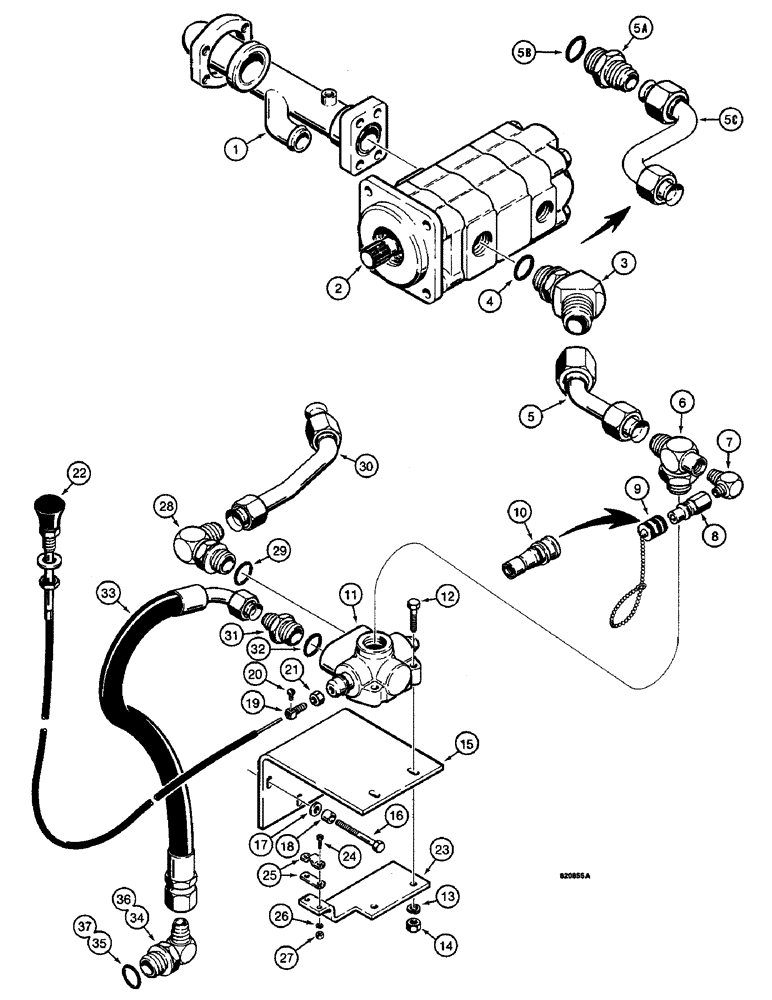 Схема запчастей Case W14 - (476) - BACKHOE HYDRAULIC CIRCUIT, PUMP TO RELIEF VALVE (08) - HYDRAULICS