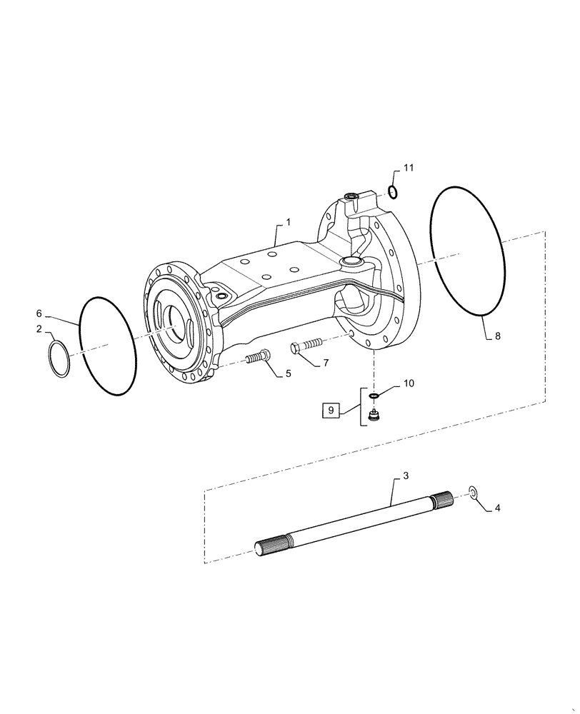 Схема запчастей Case 721F - (25.100.AD[02]) - FRONT AXLE HOUSING, STANDARD AND HEAVY DUTY (25) - FRONT AXLE SYSTEM
