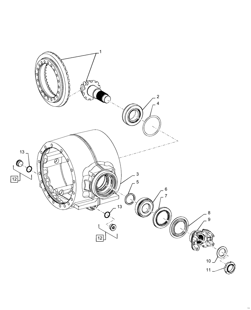Схема запчастей Case 721F - (25.100.AD[01]) - AXLE HOUSING AND DRIVE, STANDARD AND HEAVY DUTY (25) - FRONT AXLE SYSTEM