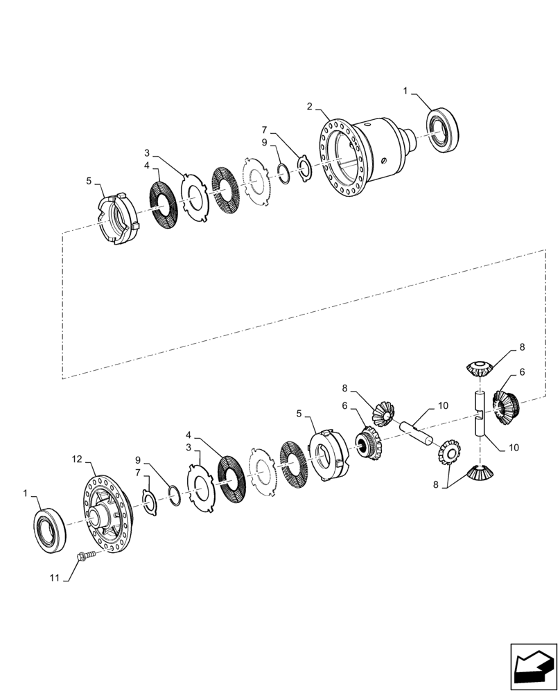 Схема запчастей Case 721F - (25.102.AD) - DIFFERENTIAL ASSEMBLY, STANDARD (25) - FRONT AXLE SYSTEM
