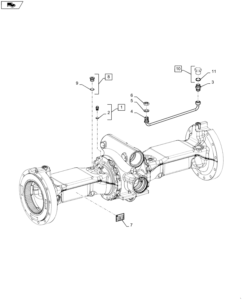 Схема запчастей Case 521F - (33.202.AP[03]) - VAR - 782122, 424235 - BRAKE LINE INSTALLATION, STANDARD AND HEAVY DUTY AXLES (33) - BRAKES & CONTROLS