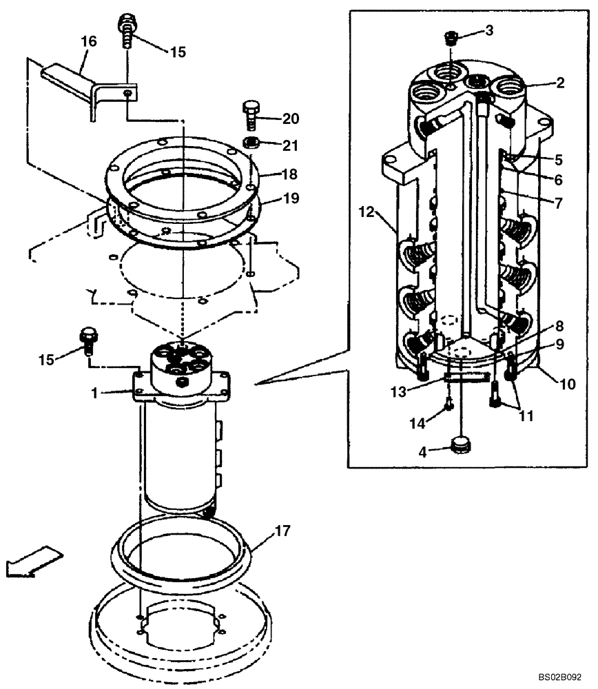 Схема запчастей Case CX130 - (08-088) - HYDRAULICS - JOINT, SWIVEL CENTERMODELS WITH DOZER BLADE, P.I.N. DAC0713099 - DAC0713435 (08) - HYDRAULICS