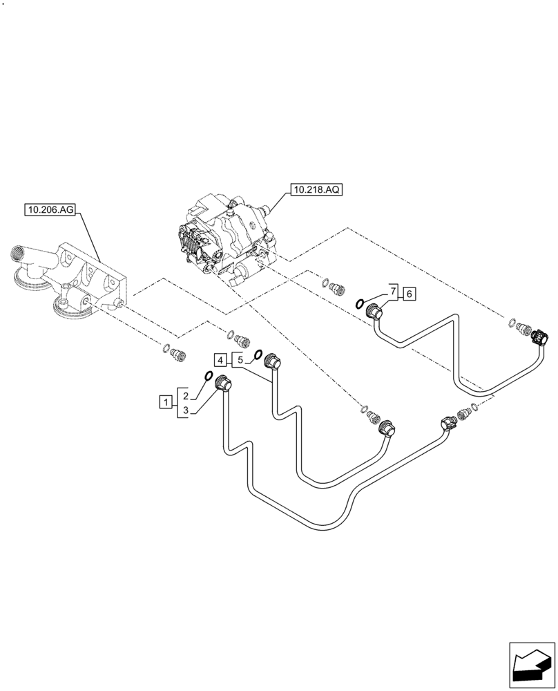 Схема запчастей Case F4DFE6132 B007 - (10.210.AF) - FUEL SUPPLY LINE (10) - ENGINE