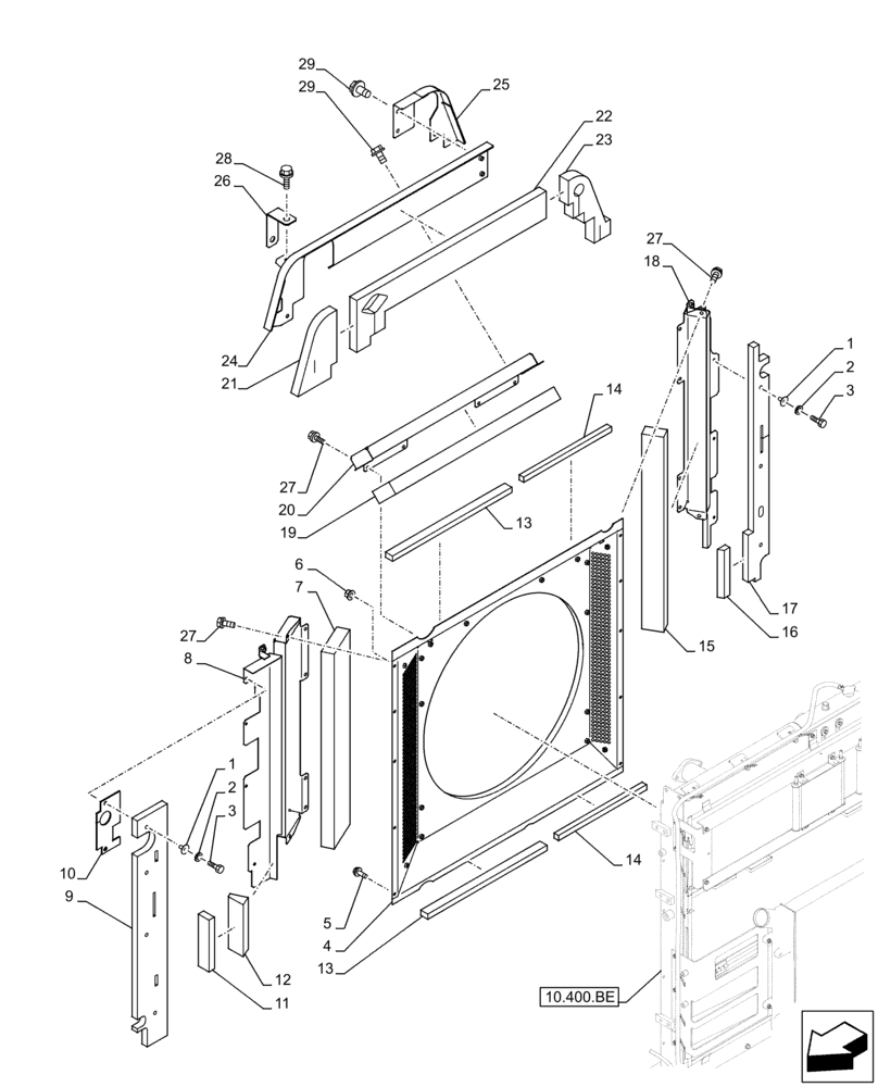 Схема запчастей Case CX350D LC - (10.400.BF[02]) - RADIATOR PANEL (10) - ENGINE