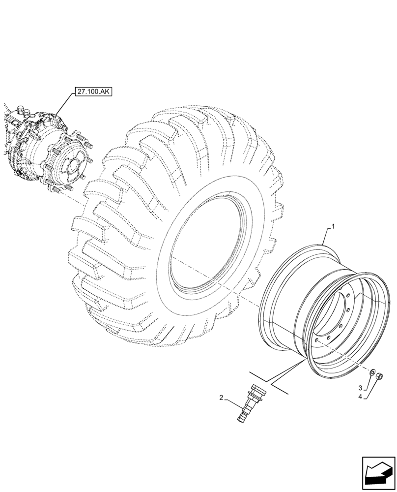 Схема запчастей Case 580SN - (44.520.AB[02]) - VAR - 442101, 745169, 8401130, 8401150 - WHEEL, REAR 17.5L X 24, 10PR (44) - WHEELS