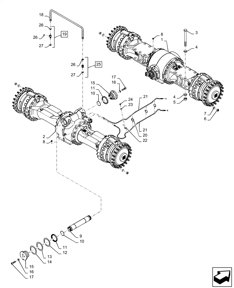 Схема запчастей Case 721F - (25.102.AS) - HEAVY DUTY FRONT AND REAR AXLE INSTALLATION (25) - FRONT AXLE SYSTEM