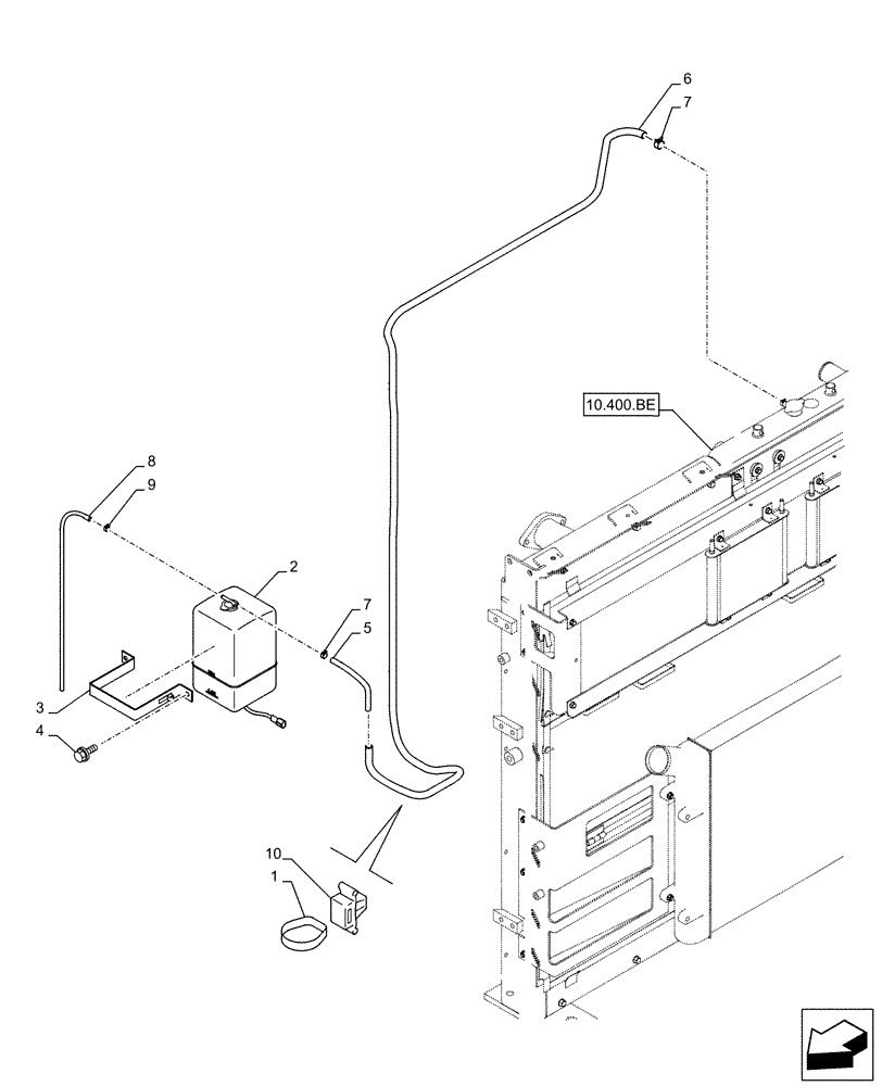 Схема запчастей Case CX350D LC - (10.400.BH) - RADIATOR, EXPANSION TANK (10) - ENGINE