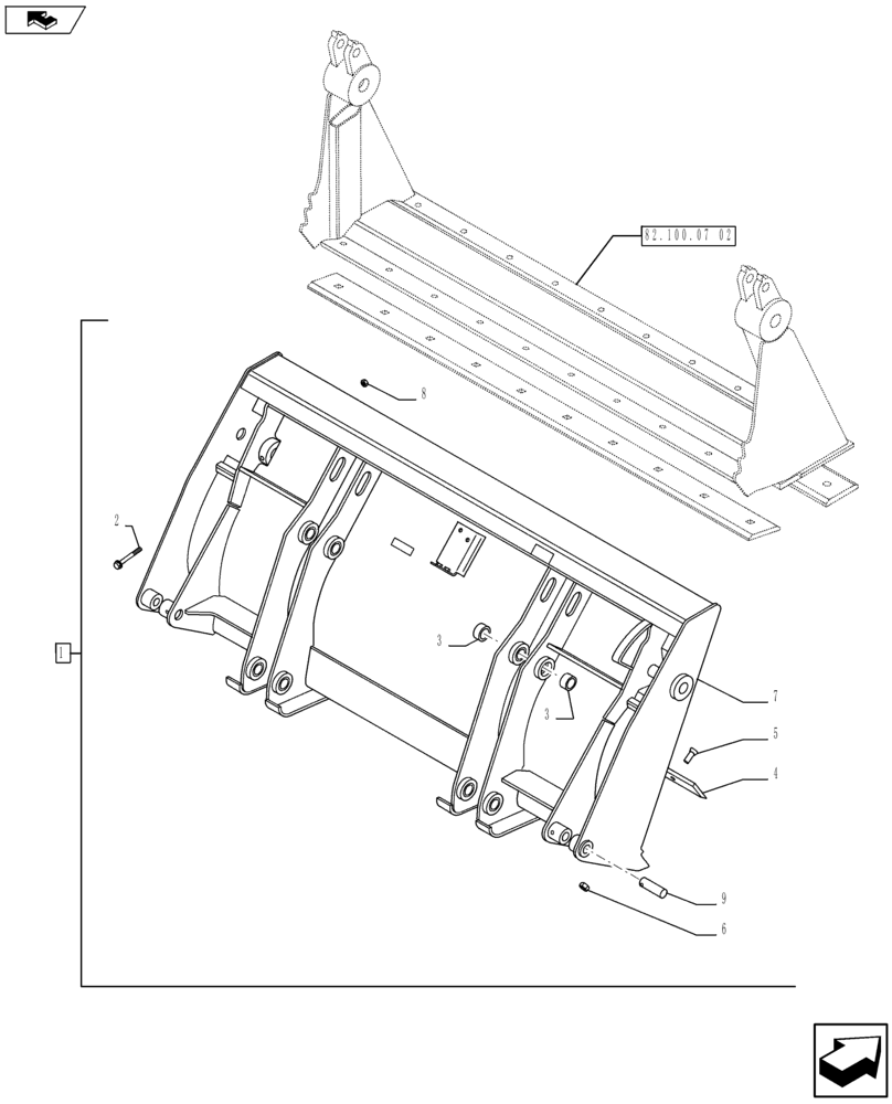 Схема запчастей Case 570NXT - (82.300.AN[04]) - LOADING BUCKET 4X1, 82" (82) - FRONT LOADER & BUCKET