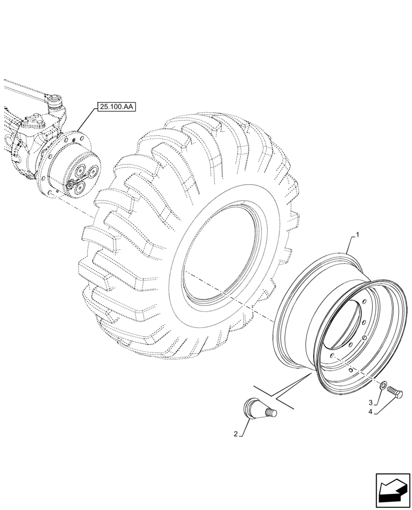 Схема запчастей Case 580SN WT - (44.511.AE) - VAR - 9200015, 423016 - WHEEL, FRONT 12.5/80 X 18, 10PR - 4WD (44) - WHEELS