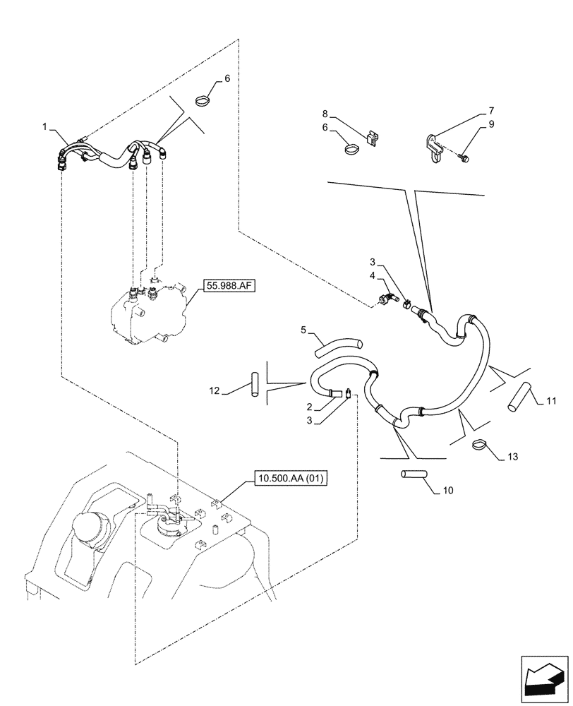 Схема запчастей Case CX350D LC - (10.500.AD[04]) - DEF/ADBLUE™ LINES (10) - ENGINE