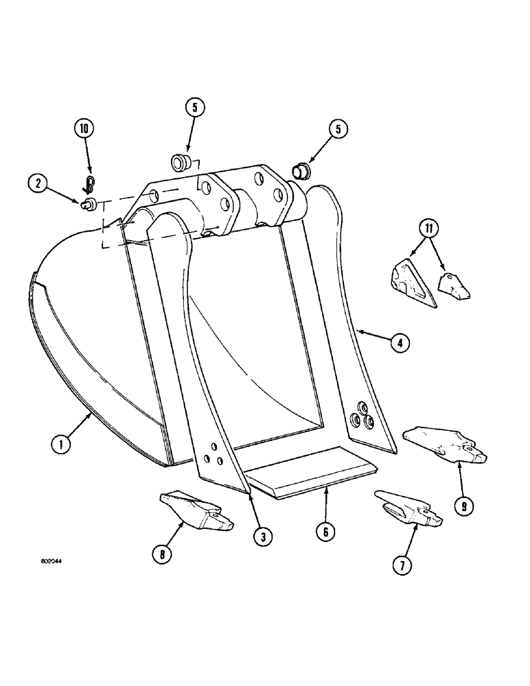 Схема запчастей Case 1088 - (9G-08) - BACKHOE BUCKET (09) - CHASSIS/ATTACHMENTS