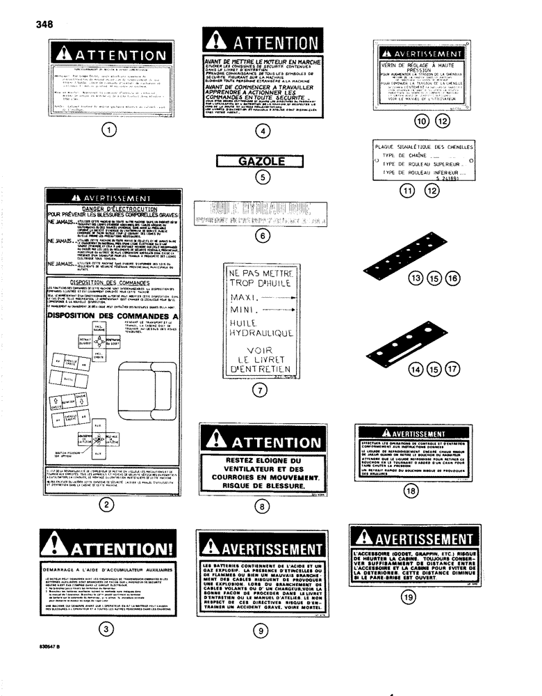 Схема запчастей Case 1080 - (348) - DECALS, SPECIAL FRENCH LANGUAGE DECALS (90) - PLATFORM, CAB, BODYWORK AND DECALS