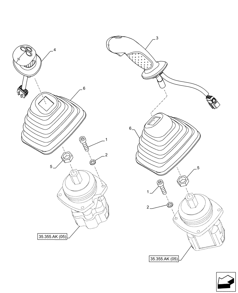 Схема запчастей Case CX210D LC - (35.355.AK[01]) - STD + VAR - 461561, 461571 - JOYSTICK (35) - HYDRAULIC SYSTEMS