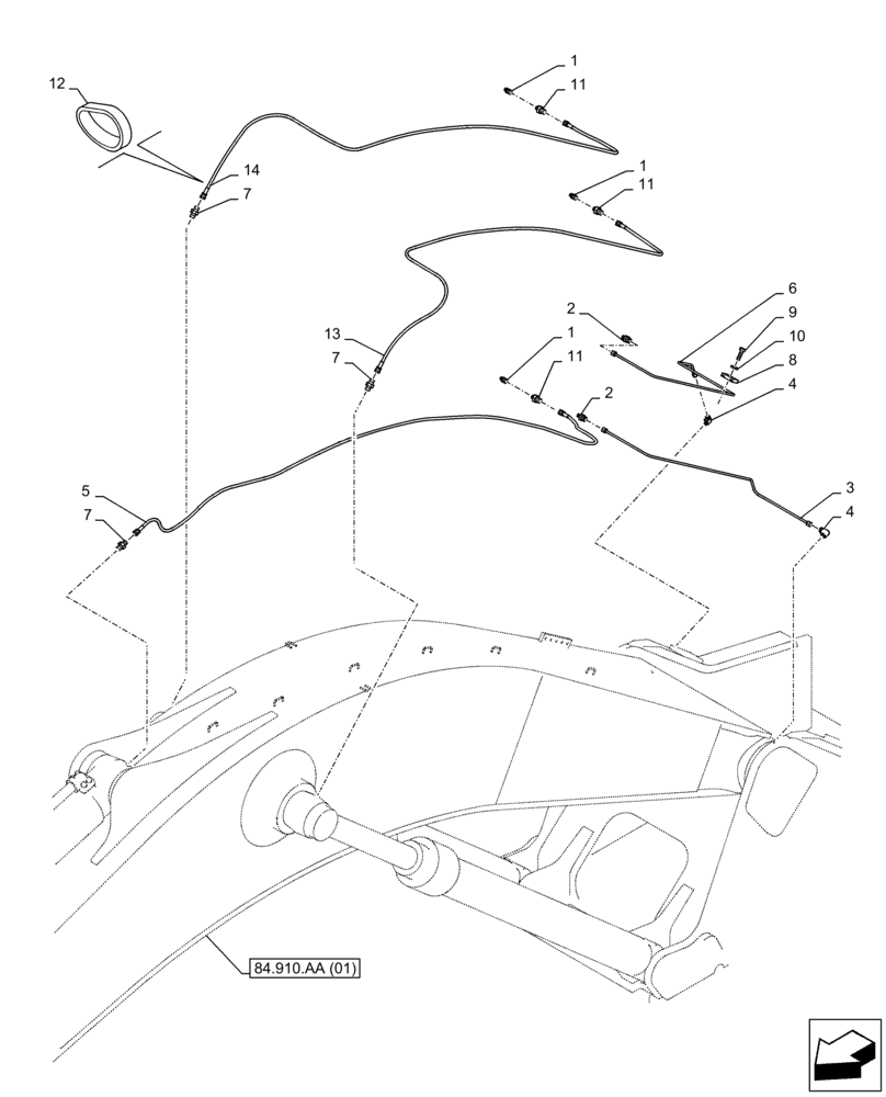 Схема запчастей Case CX350D LC - (71.460.AF) - LUBRICATION LINE (71) - LUBRICATION SYSTEM