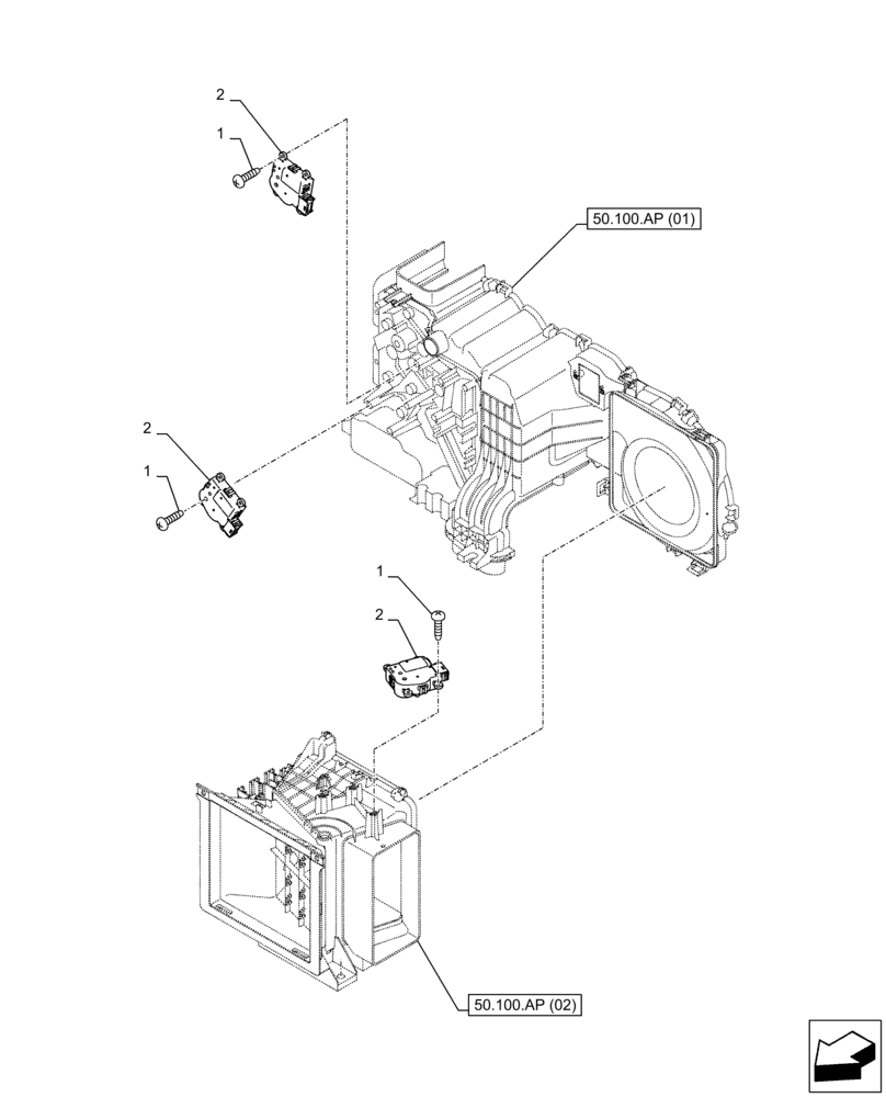 Схема запчастей Case CX210D LC - (55.050.AR) - AIR CONDITIONING, BLOWER, MOTOR (55) - ELECTRICAL SYSTEMS