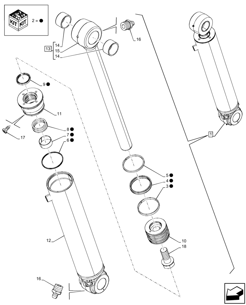 Схема запчастей Case 590SN - (35.737.AA[02]) - DIPPER, CYLINDER, COMPONENTS (35) - HYDRAULIC SYSTEMS