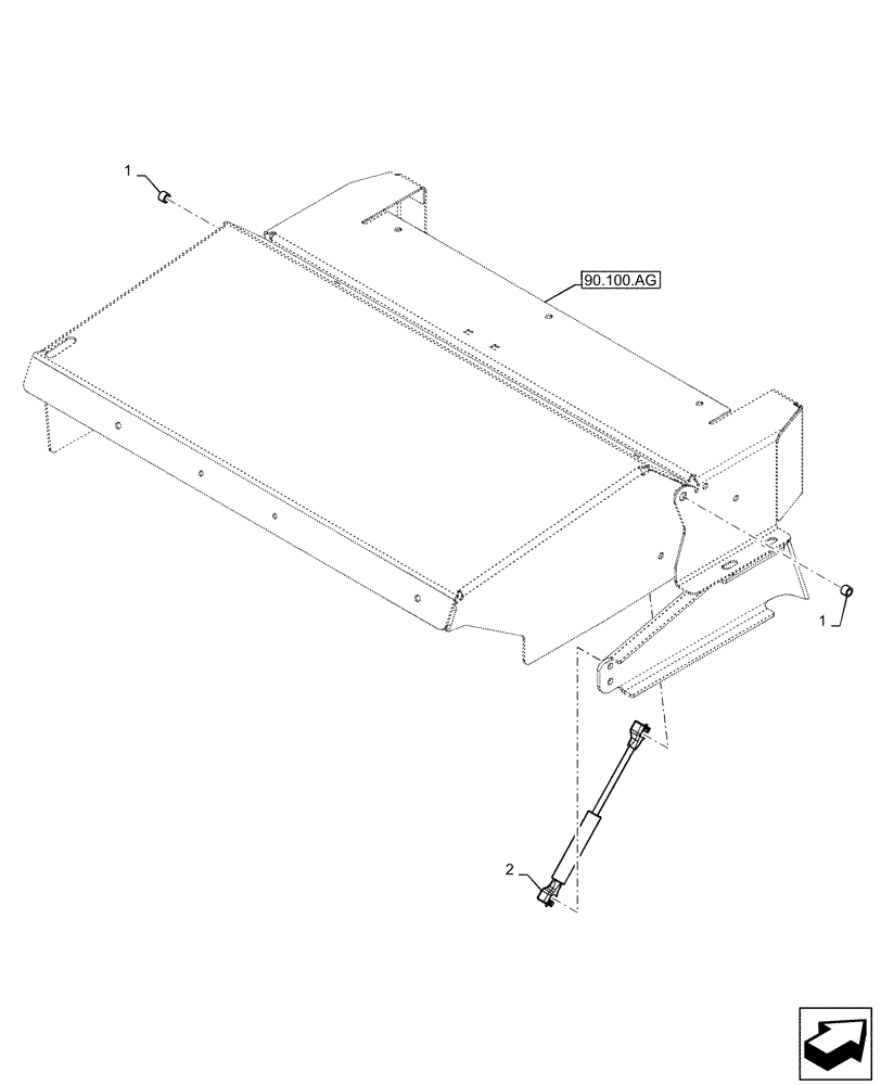 Схема запчастей Case TV380 - (90.100.BI) - HOOD STRUT (90) - PLATFORM, CAB, BODYWORK AND DECALS