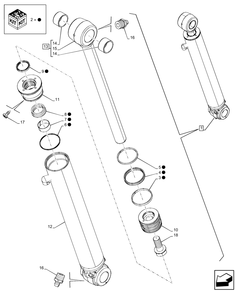 Схема запчастей Case 580SN - (35.737.AA[02]) - DIPPER, CYLINDER, COMPONENTS (35) - HYDRAULIC SYSTEMS
