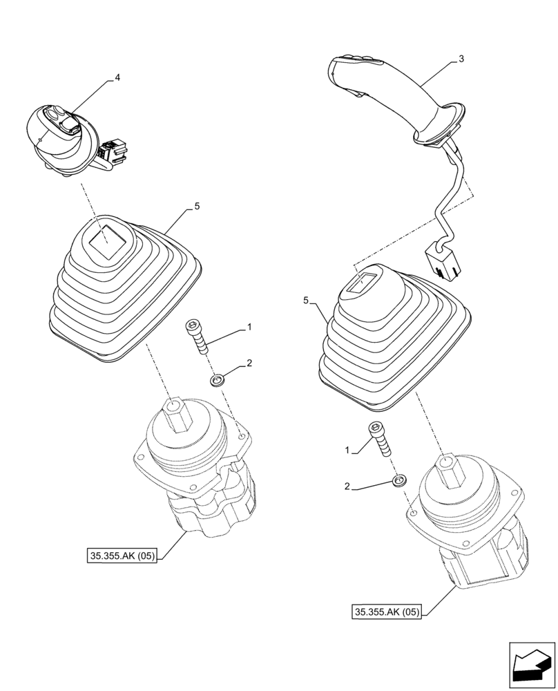 Схема запчастей Case CX210D LC - (35.355.AK[02]) - VAR - 461865, 461867, 461869, 461870, 461871, 461872 - JOYSTICK (35) - HYDRAULIC SYSTEMS