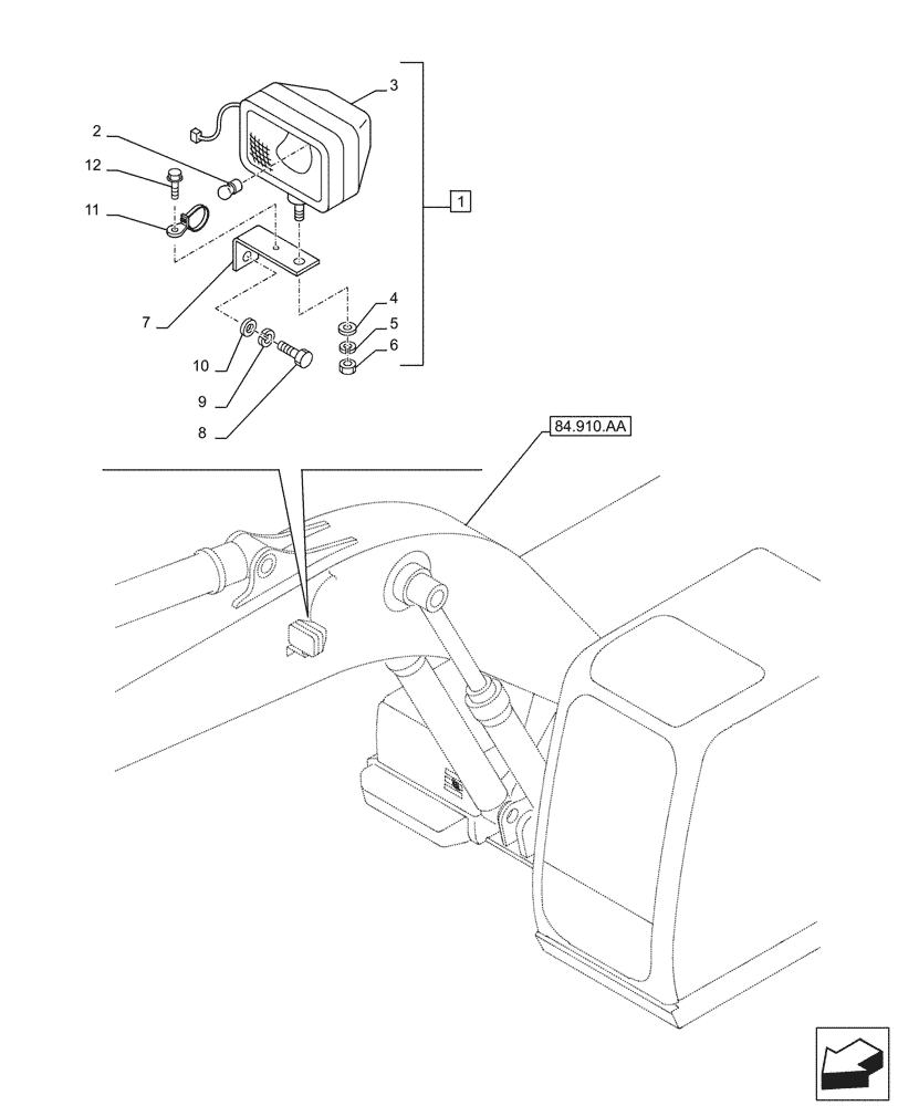 Схема запчастей Case CX210D LC - (55.404.BS) - WORKING LIGHT, BOOM (55) - ELECTRICAL SYSTEMS