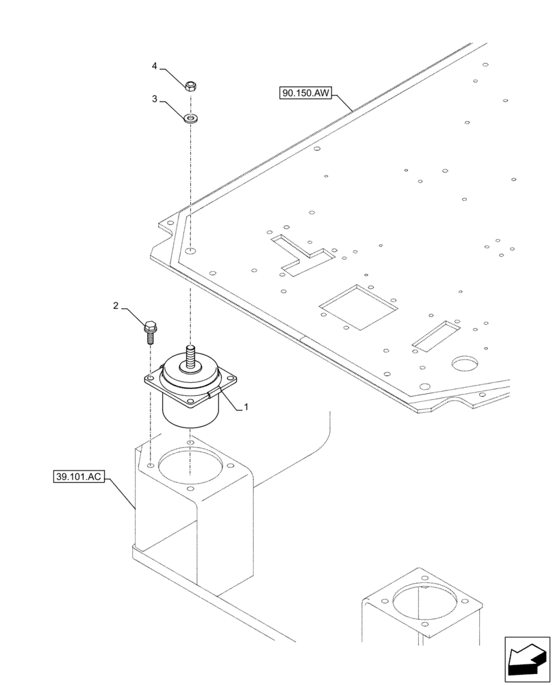 Схема запчастей Case CX210D LC - (90.150.AJ) - STD + VAR - 461864, 461865, 461867, 461869, 461870, 461871, 461863, 461872 - CAB, SUSPENSION (90) - PLATFORM, CAB, BODYWORK AND DECALS