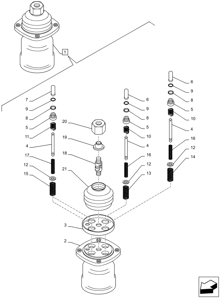Схема запчастей Case CX210D LC LR - (35.355.AK[06]) - STD + VAR - 461864, 461865, 461867, 461869, 461870, 461871, 461863, 461872 - JOYSTICK, VALVE, REMOTE CONTROL, COMPONENTS (35) - HYDRAULIC SYSTEMS